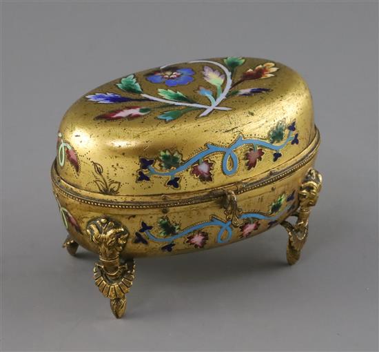 A 19th century Russian enamelled ormolu casket, 4.5in.